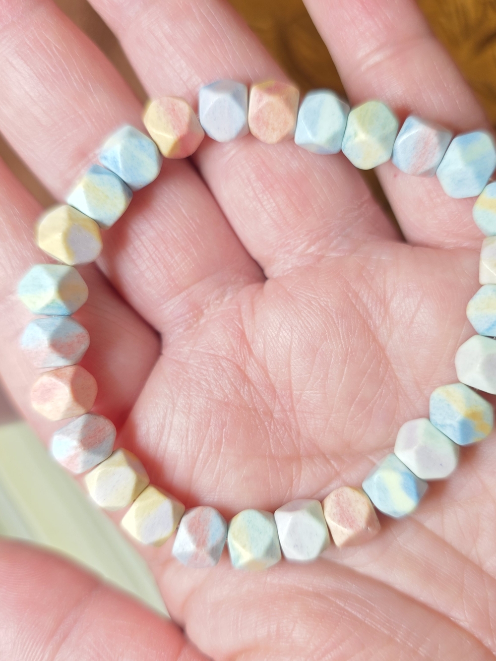 Pastel Multicolor Faceted Bead Stretch Bracelet